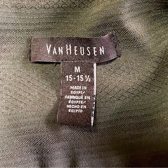 Van Heusen, dark forest green, striped button down. - Picture 2 of 2